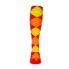 Mens Over the Calf Argyle Sock Red, Orange and Yellow 360 View