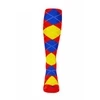 Mens Over the Calf Argyle Sock Red, Yellow and Royal Blue 360 View