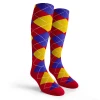Argyle Socks - Mens Over-the-Calf - 5B: Red/Yellow/Royal