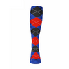 Mens Over the Calf Argyle Sock Royal Blue, Red and Black 360 View