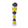Mens Over the Calf Argyle Sock White, Yellow and Navy 360 View
