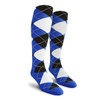 Ladies Over the Calf Argyle Socks Royal Blue, Black and White