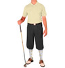 Mens Sport Clubhouse Cotton Solid Natural Golf Shirt with Black Golf Knickers and Natural and White Argyle Socks