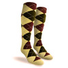 Argyle Socks - Mens Over-the-Calf - J: Butter/Olive/Brown