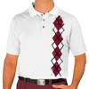 Mens Sport Pro Dry White Microfiber Shirt with Maroon Argyle Heaven Design Front