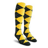Ladies Over the Calf Argyle Socks Black and Yellow