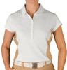 Ladies Sports Microfiber Duel Tone Clubman White and Khaki Shirt Front