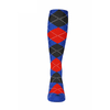Youth Over the Calf Argyle Sock Royal Blue, Red and Black 360 View