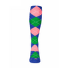 Youth Over the Calf Argyle Sock Royal Blue, Lime and Pink 360 View