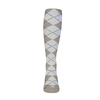 Youth Over the Calf Argyle Sock Taupe and White 360 View