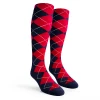 Youth Over the Calf Argyle Socks Navy and Red