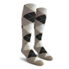 Mens Over the Calf Argyle Socks Taupe, Black and White