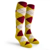 Argyle Socks - Mens Over-the-Calf - 5R: Yellow/Maroon/White