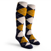 Argyle Socks - Mens Over-the-Calf - 5U: Navy/White/Gold