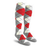 Ladies Over the Calf Argyle Socks Taupe, Red and White Ladies Over the Calf Argyle Socks Taupe, Red and White