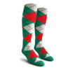 Ladies Over the Calf Argyle Socks Teal, White and Red