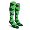 Ladies Over the Calf Argyle Socks Dark Green and Lime Green