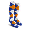 Youth Over the Calf Argyle Socks Royal Blue, White and Orange