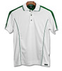 Mens Sport Pro Dry Microfiber Wedge White and Dark Green Golf Shirt Front