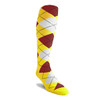 Mens Over the Calf Argyle Sock Yellow, Maroon and White