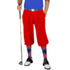 Mens Red Microfiber Golf Knickers with Royal Blue, Red and Black Argyle Socks