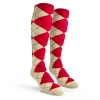 Argyle Socks - Mens Over-the-Calf - DDD: Natural/Red