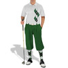 Mens Sport Pro Dry White Microfiber Shirt with Dark Green, Black and White Argyle Paradise Design with Dark Green Golf Knickers and Matching Argyle Socks