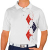 Mens Argyle Paradise Golf Shirt - E: White/Navy/Red