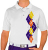 Mens Argyle Paradise Golf Shirt - IIII: Purple/Orange/Yellow