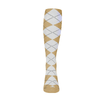 Mens Over the Calf Argyle Sock Khaki and White 360 View