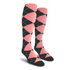 Ladies Over the Calf Argyle Socks Charcoal and Pink