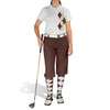 Ladies Sport Pro Dry White Microfiber Shirt with Brown and White Argyle Paradise Design with Brown Golf Knickers and Matching Argyle Socks