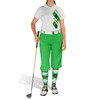 Ladies Sport Pro Dry White Microfiber Shirt with Lime Green and Dark Green Argyle Paradise Design with Lime Green Golf Knickers and Matching Argyle Socks