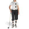 Ladies Sport Pro Dry White Microfiber Shirt with White, Black and Khaki Argyle Paradise Design with Black Golf Knickers and Matching Argyle Socks