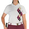Ladies Sport Pro Dry White Microfiber Shirt with Maroon, Black and Khaki Argyle Paradise Design Front