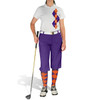 Ladies Sport Pro Dry White Microfiber Shirt with Purple and Orange Argyle Paradise Design with Purple Knickers and Matching Argyle Socks