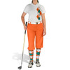 Ladies Sport Pro Dry White Microfiber Shirt with Orange, White and Teal Argyle Paradise Design with Orange Golf Knickers and Matching Argyle Socks