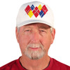 Active Series Sports Mens Baseball Cap Argyle Paradise Red, Yellow and Royal Design Front