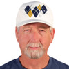 Active Series Sports Mens Baseball Cap Argyle Paradise Navy Blue, White and Gold Design Front