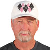 Active Series Sports Mens Baseball Cap Argyle Paradise Charcoal and Pink Design Front