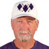 Active Series Sports Mens Baseball Cap Argyle Paradise Purple and White Design Front