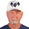 Active Series Sports Mens Baseball Cap Argyle Paradise Navy, Taupe and White Design Front
