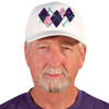Active Series Sports Mens Baseball Cap Argyle Paradise Purple, Pink and White Design Front