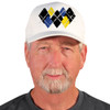 Active Series Sports Mens Baseball Cap Argyle Paradise Black, Royal Blue and Yellow Design Front