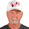 Active Series Sports Mens Baseball Cap Argyle Paradise Pink, Maroon and White Design Front