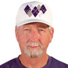 Active Series Sports Mens Baseball Cap Argyle Paradise Purple, Taupe and White Design Front