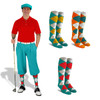 Mens Outdoor Sports Teal Microfiber Golf Knickers and Golf Cap with Three Matching Argyle Socks