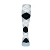 Mens Over the Calf Argyle Sock Light Blue, Black and White 360 View