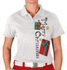 Ladies Sport Sport Pro Dry White Microfiber Shirt Limited Time with Merry Christmas Design and Presents
