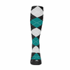 Argyle Socks - Mens Over-the-Calf - 6C: Black/Teal/White